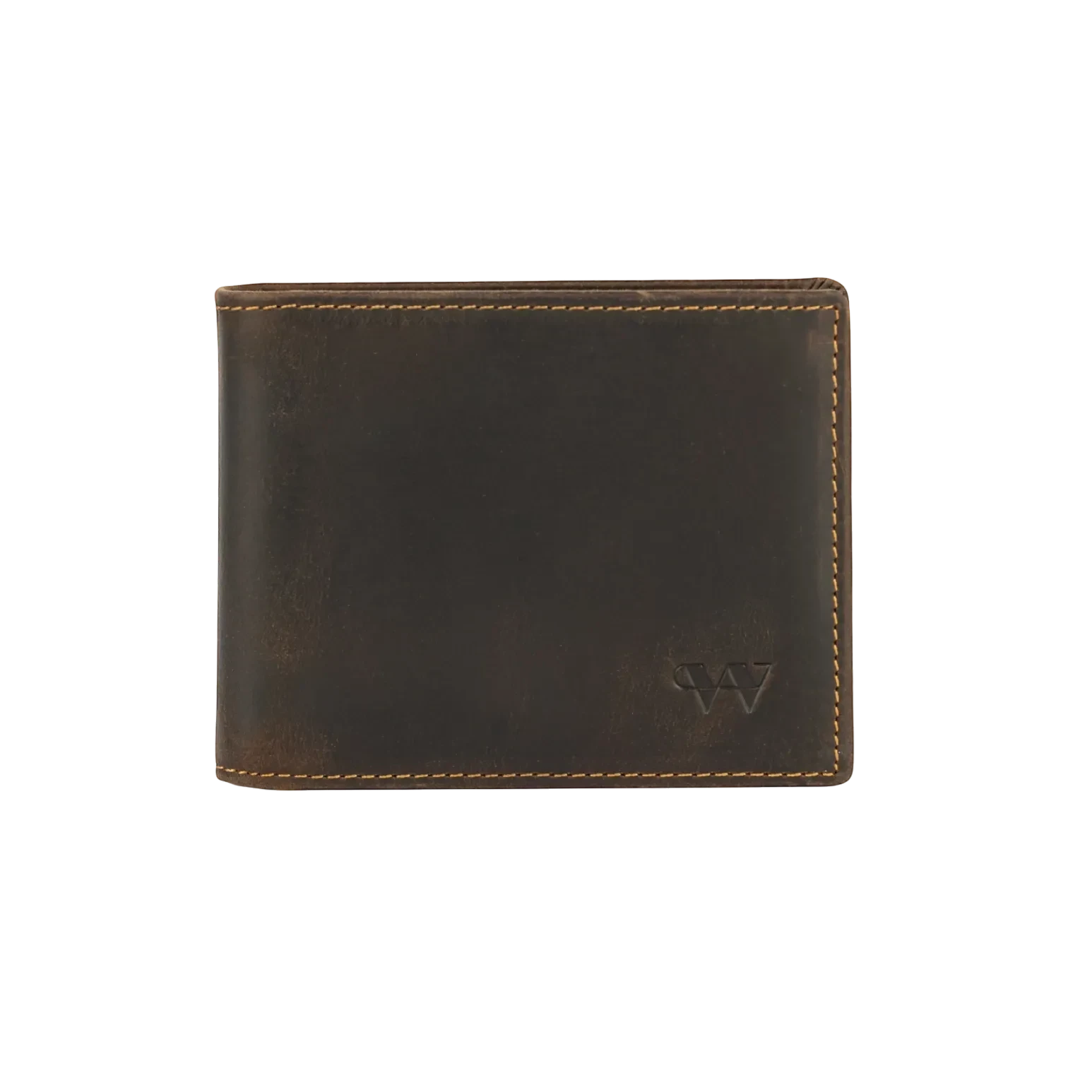 Wildebeast The Ranger brown Crazy Horse leather bifold wallet with contrast stitching and embossed logo