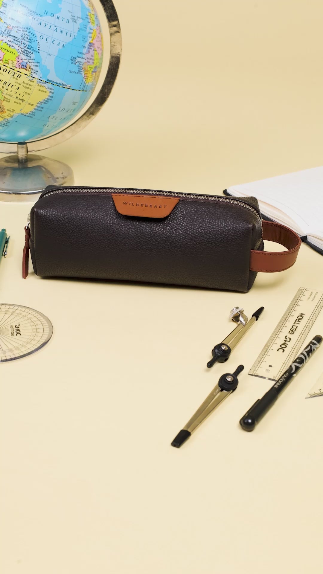 The Stash Pencil Kit brown leather pencil case – product video