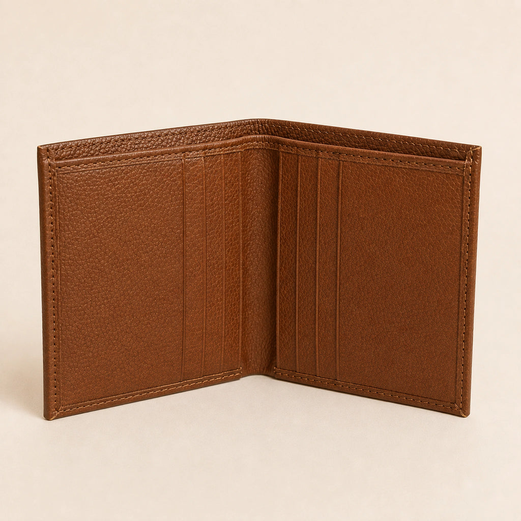 WF-001 brown leather wallet open interior