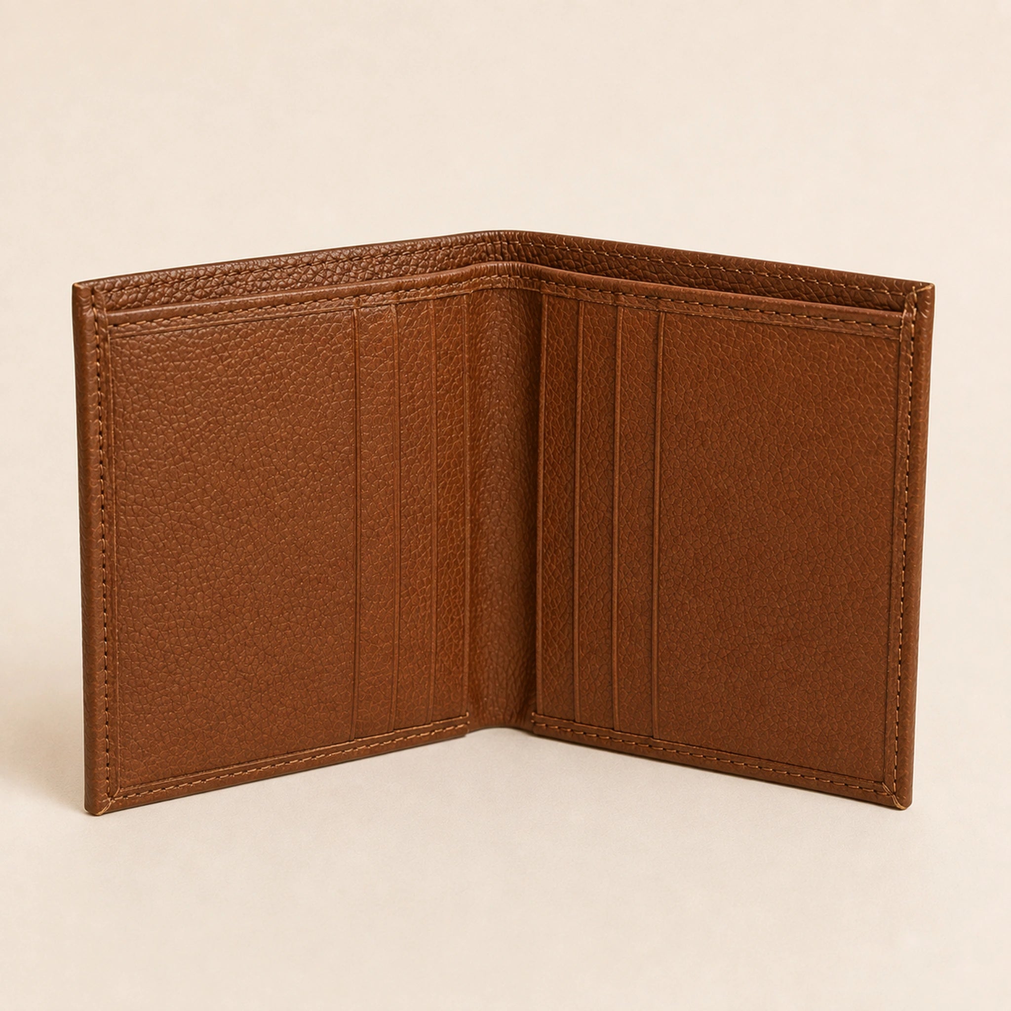 WF-001 brown leather wallet open interior
