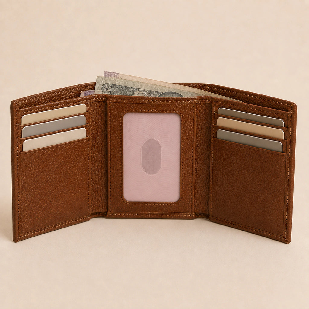 WF-002 trifold wallet with cards and cash