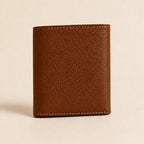 WF-002 brown leather trifold wallet rear view