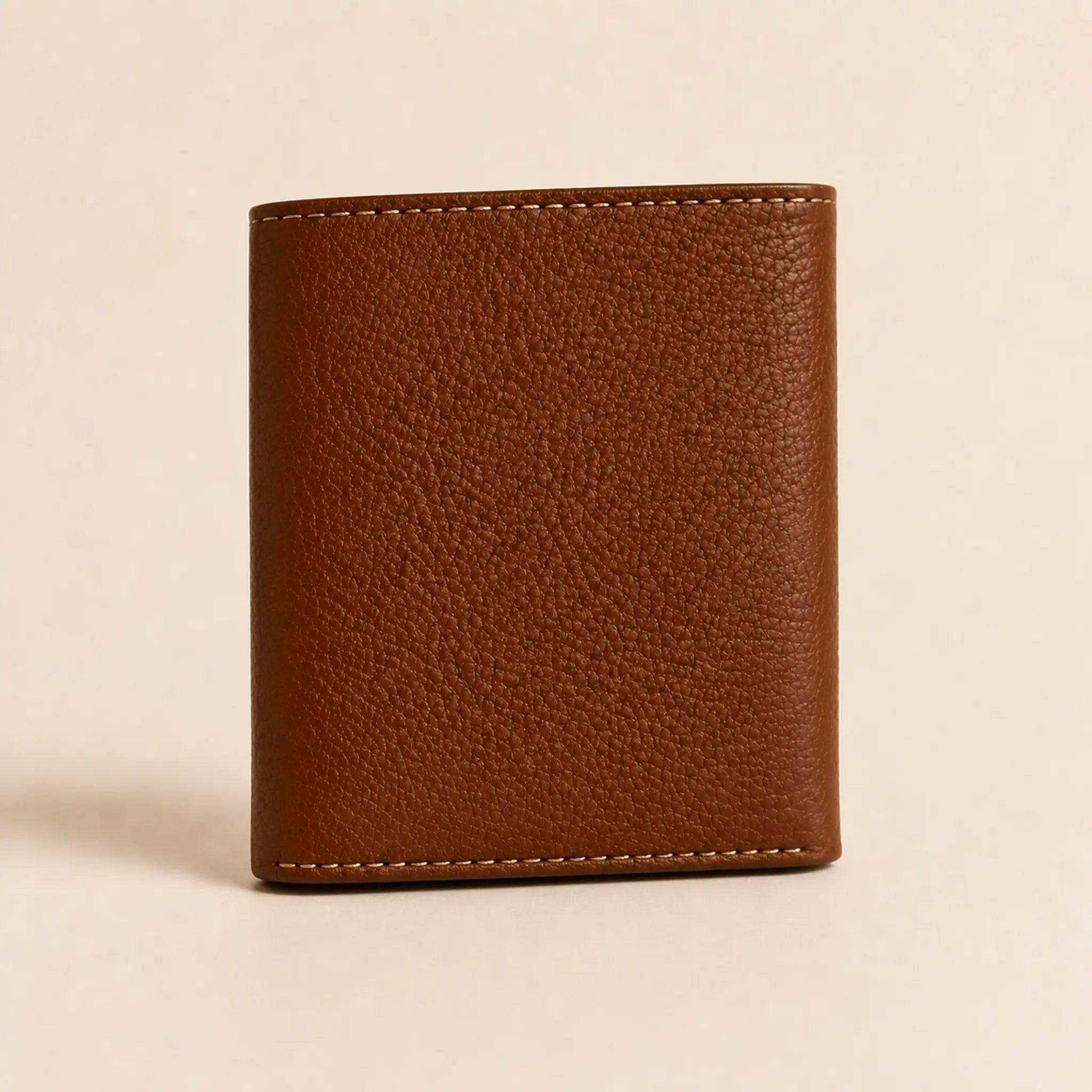 WF-002 brown leather trifold wallet rear view