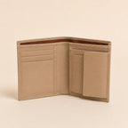 WF-003 beige leather wallet open interior