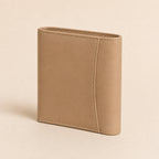WF-003 beige leather wallet rear three-quarter view