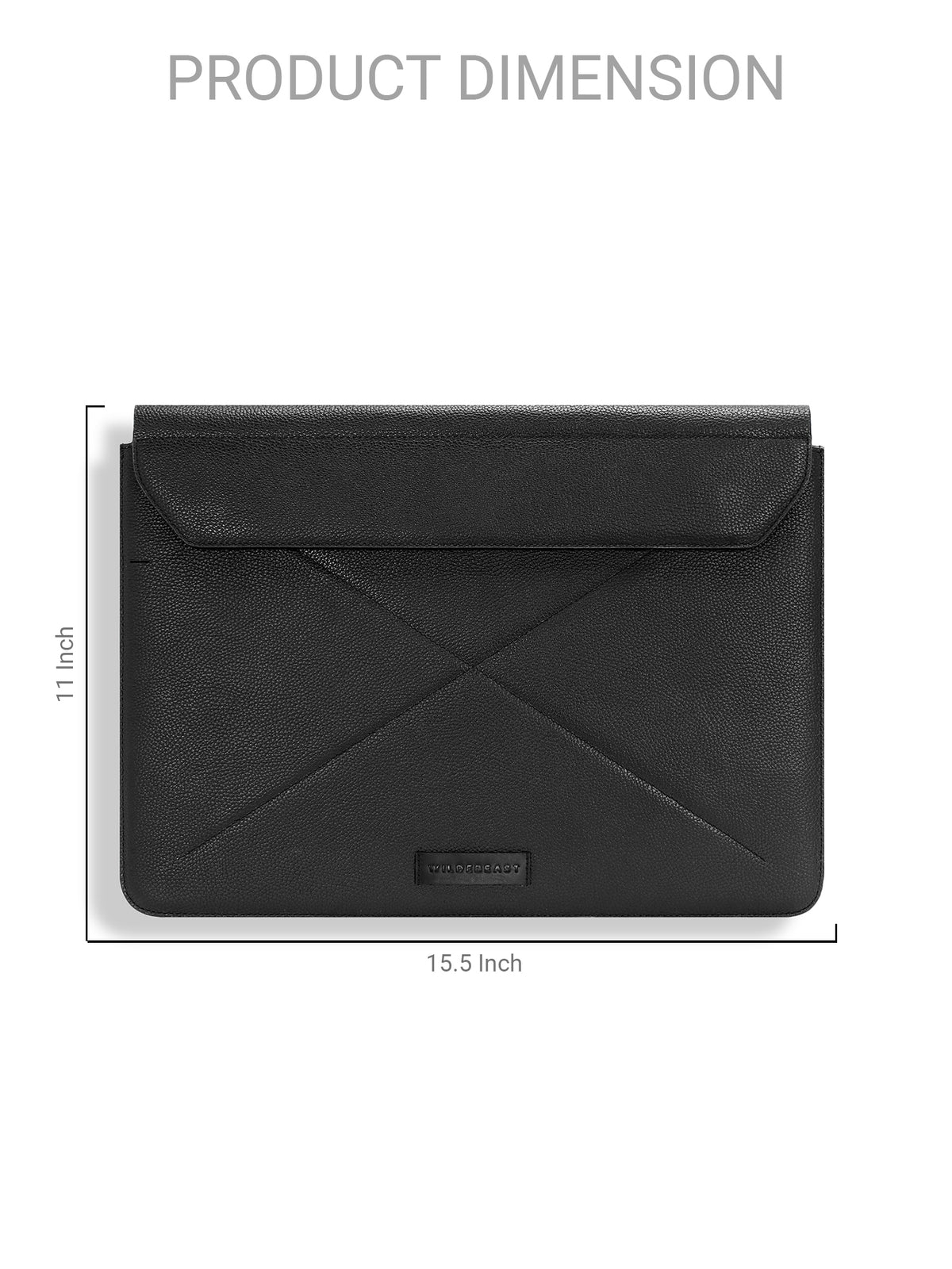 The Envoy black laptop sleeve dimensions: 15.5 x 11 inches