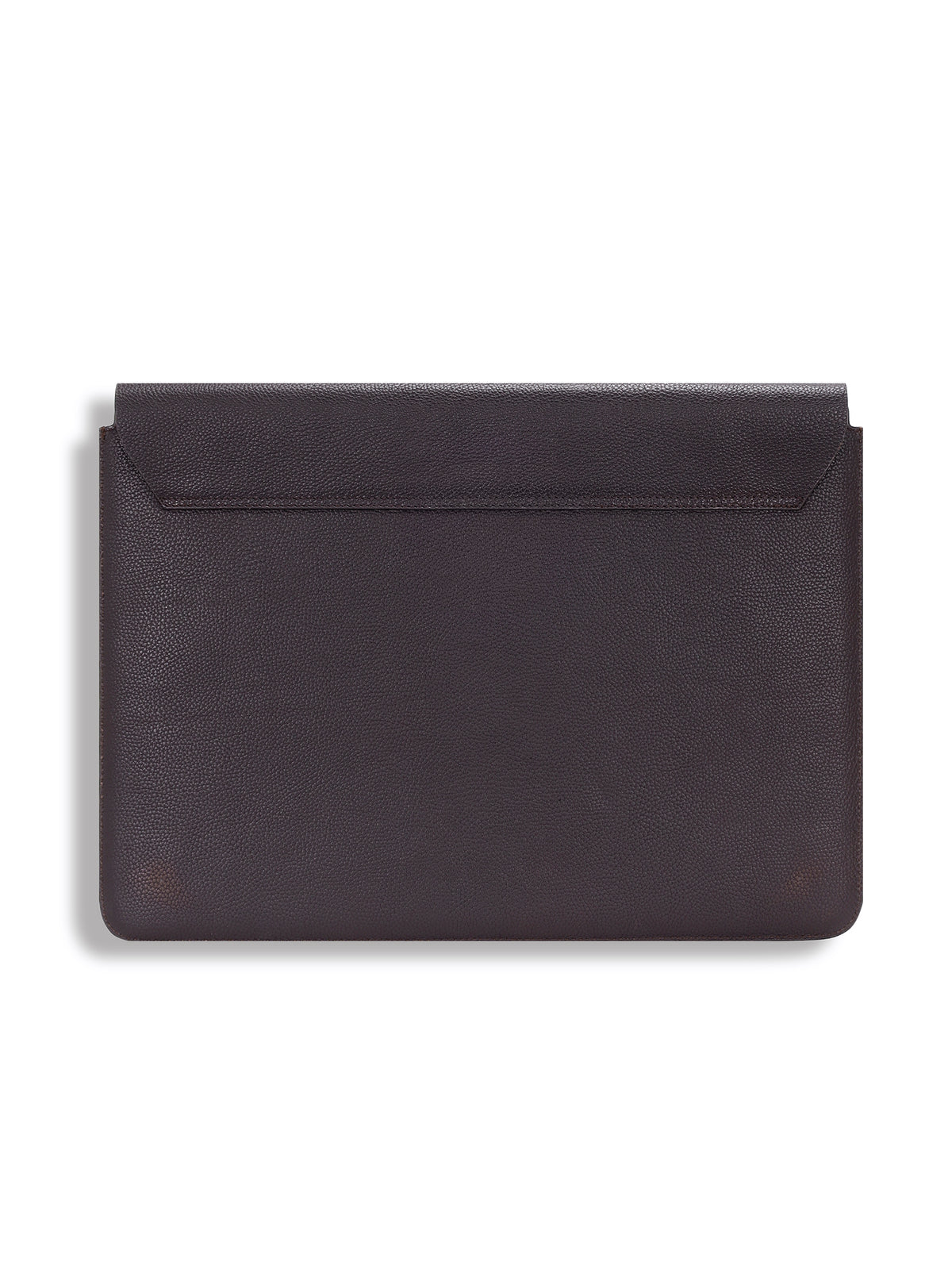 The Envoy brown leather laptop sleeve, back view