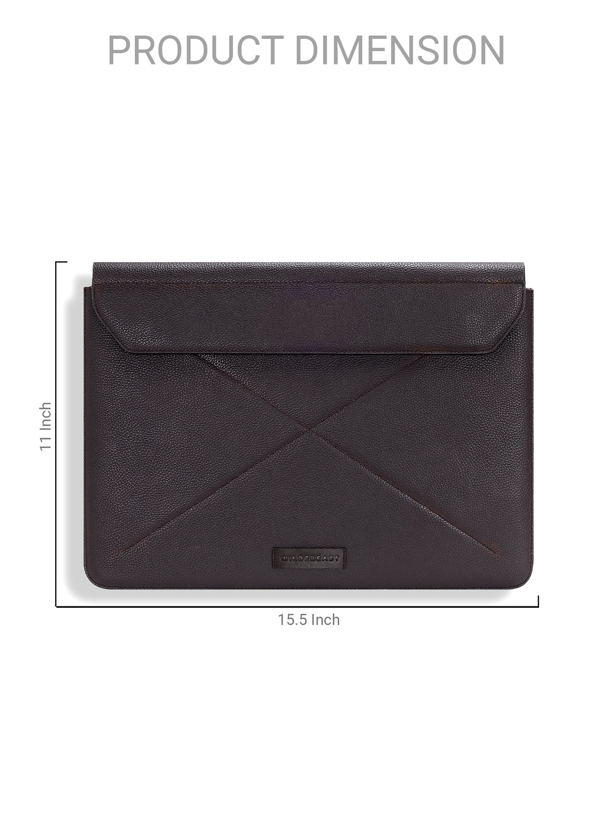 The Envoy brown laptop sleeve dimensions: 15.5 x 11 inches