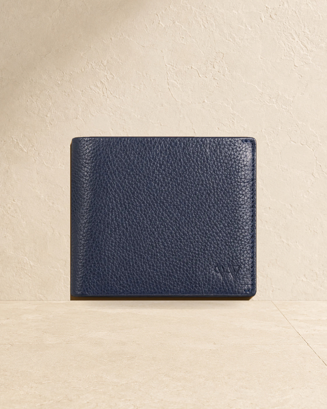 Wildebeast The Frontier Navy leather wallet, front view