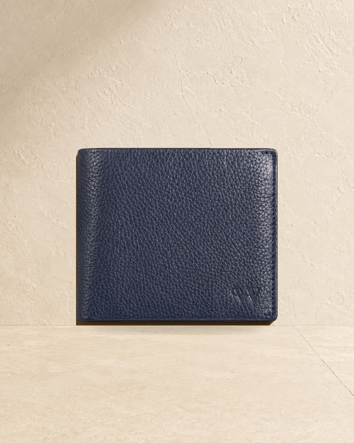 Wildebeast The Frontier Navy leather wallet, front view