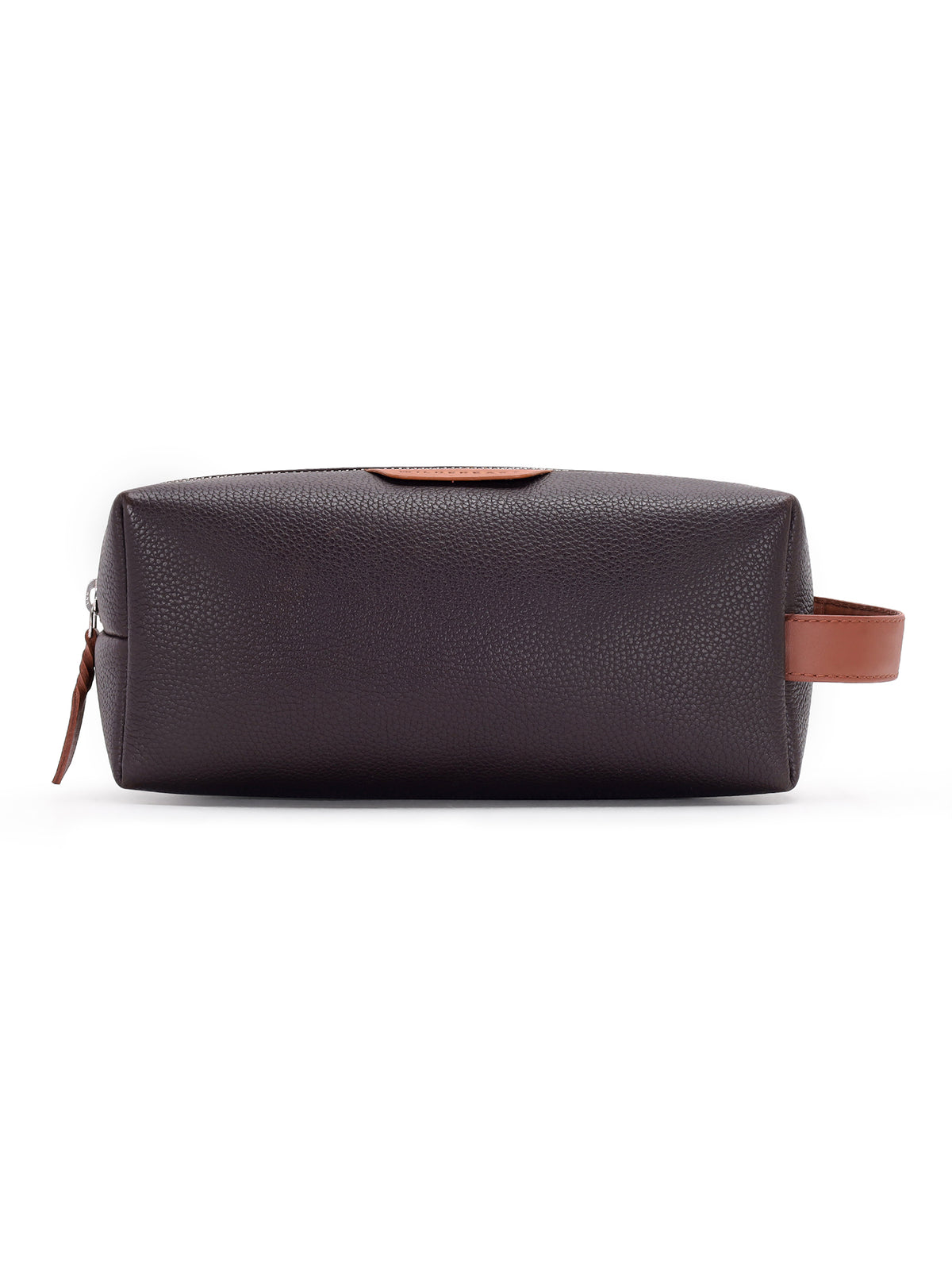 The Geeky Dopp Kit brown leather dopp kit, back view