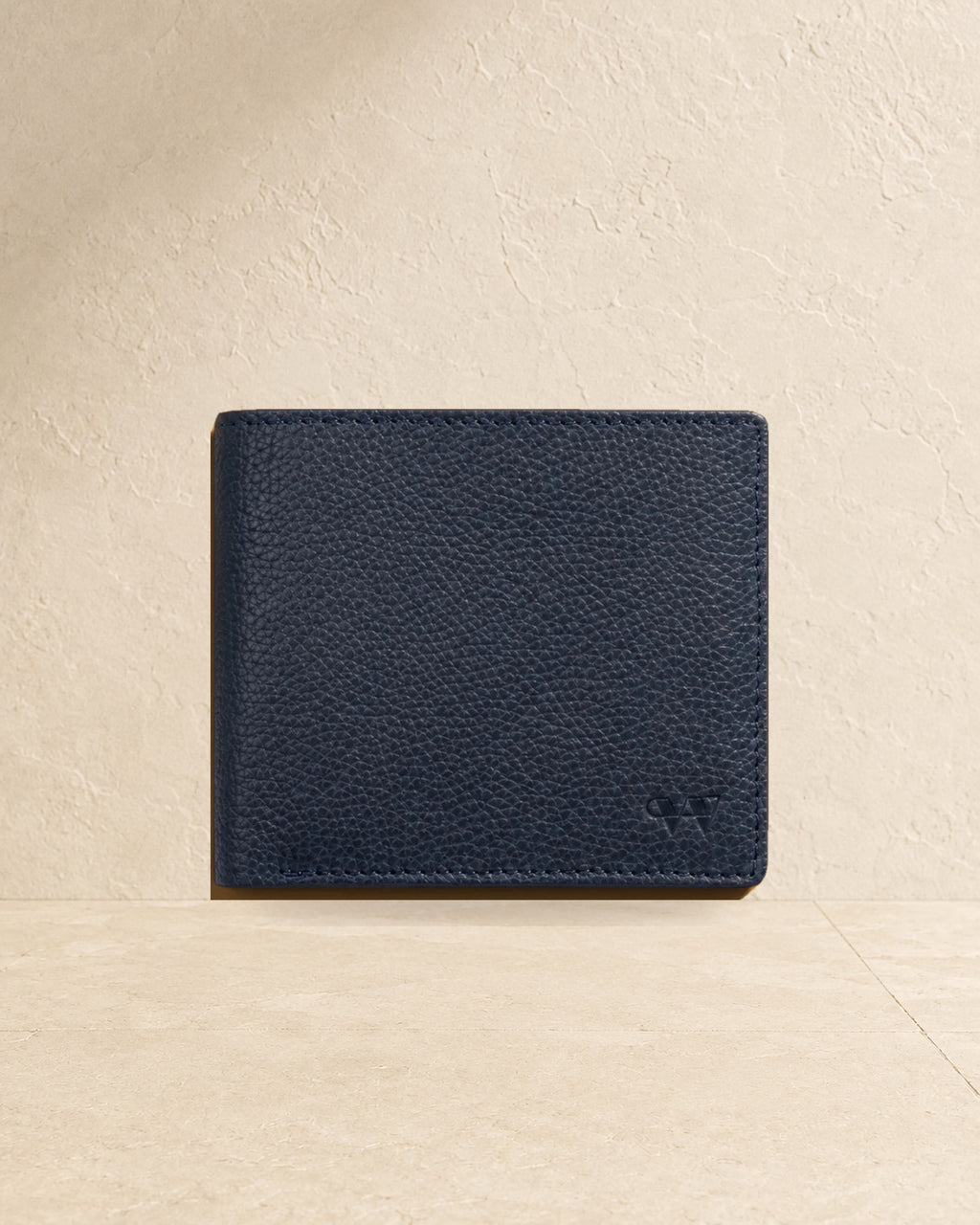 Wildebeast The Nomad Navy leather wallet, front view