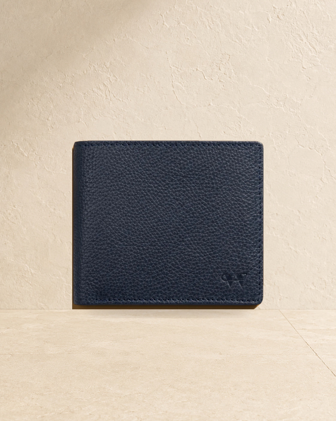 Wildebeast The Nomad Navy leather wallet, front view