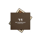 The Outrider Navy leather wallet with its Wildebeast gift box