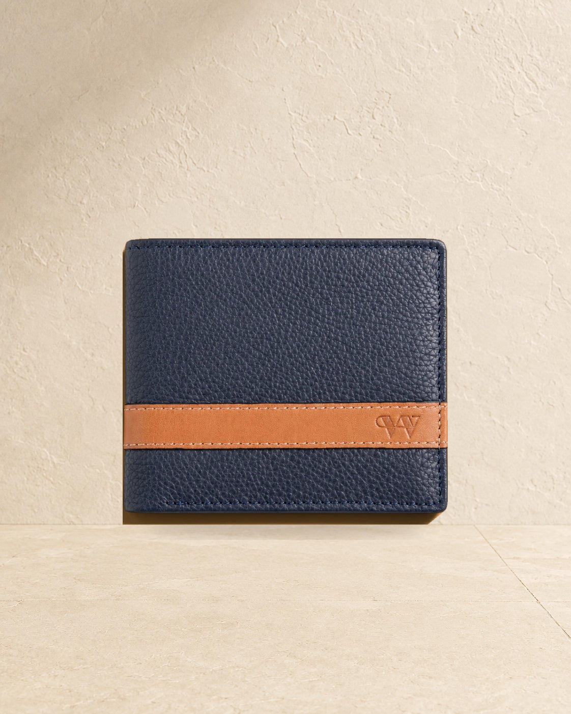 Wildebeast The Outrider Navy leather wallet, front view