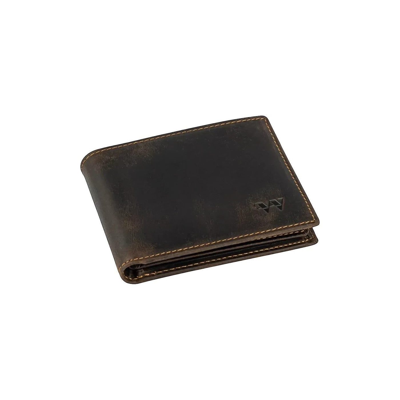 Wildebeast The Ranger brown waxed Crazy Horse leather bifold wallet with RFID protection and contrast stitching